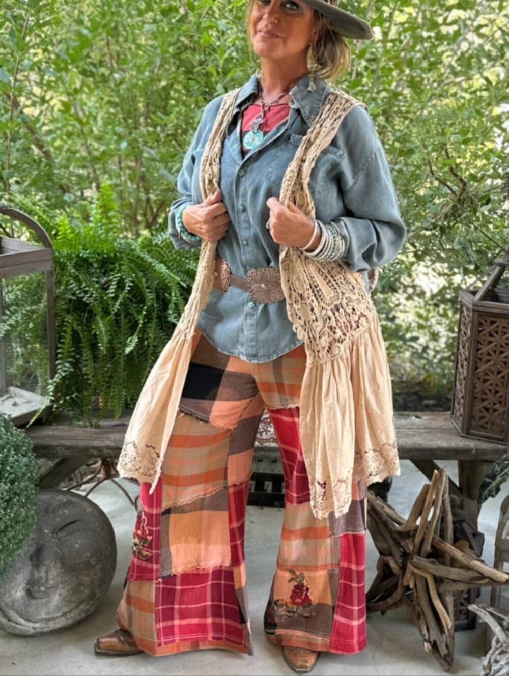 NWOT JADED GYPSY Harvest Moon Plaid Pants - Scarlet: S/M